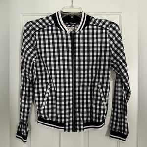 NWOT Women’s Merona Navy Checkered Bomber Jacket M
